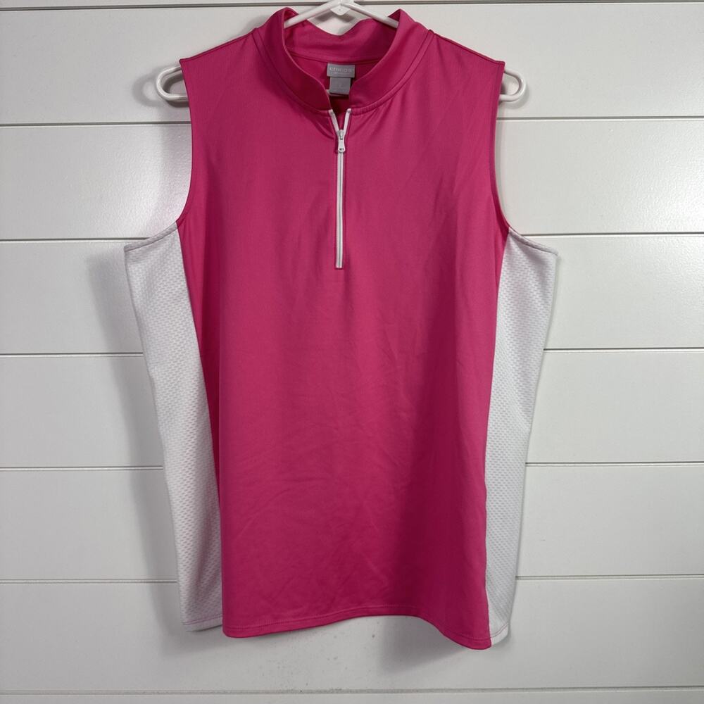 Chico's Zenergy Golf 1/4 Zip Polo Shirt Sleeveless Pink sz 2 / Large